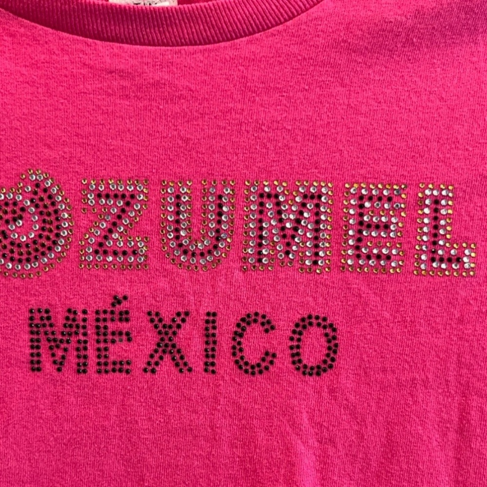 3 For $15 Women's Optima Pink Cozumel Mexico Bling Short Sleeve T-Shirt - Picture 5 of 13